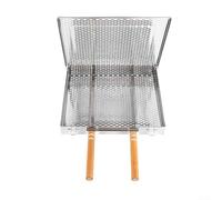 Eawfgtuw Cestello per barbecue in acciaio inox con manico in legno resistente al calore, con serratura per pesce, verdure, per cucinare 30,5 x 25,5 x 4 cm (doppia maniglia)