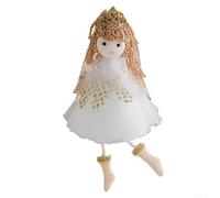 Eawfgtuw Ciondolo a forma di angelo di Natale, con ali di stoffa, da appendere all'albero di Natale, decorazione per le vacanze, bianco, rosa, grigio, decorazione per la casa (bianco)