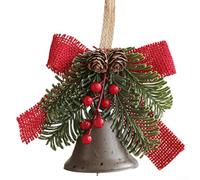 Eawfgtuw Ciondolo a forma di pigna a forma di campana in metallo, decorazione tradizionale per albero di Natale, porta e finestra, in legno naturale, set da 2 pezzi (colore caffè)