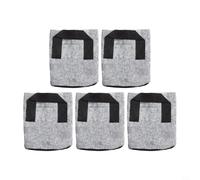 Eawfgtuw Confezione da 5 vasi in tessuto per piante da 2-5 galloni rotondi per aerazione e drenaggio ottimali della zona delle radici, grigio, materiale in feltro non tessuto, (2 galloni)