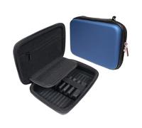 Eawfgtuw Custodia organizer ideale per freccette in EVA rigida per freccette, punte per 6 freccette, cinghia da viaggio per trasporto con punta in acciaio, tasche in rete blu, freccette a mano con