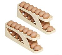 Eawfgtuw Dispenser automatico per uova a doppio strato a scorrimento per porta del frigorifero, scatola di plastica per 24 uova, organizzazione salvaspazio della cucina (2 pezzi)