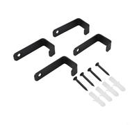 Eawfgtuw Ganci a parete in acciaio a forma di L, confezione da 4 ganci resistenti per l'organizzazione del garage, l'officina, il capanno (nero)
