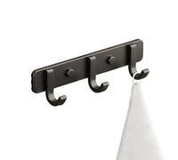 Eawfgtuw Ganci adesivi multiuso da parete, senza foro, in alluminio, per bagno, cucina (3 ganci sono neri)