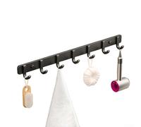 Eawfgtuw Ganci adesivi multiuso da parete, senza foro, in alluminio, per bagno, cucina (7 ganci sono neri)