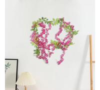 Eawfgtuw Ghirlanda di glicine artificiale, 8 m, in seta, per matrimoni, feste, sfondo e decorazione per il giardino, confezione da 2 pezzi, viola, viola scuro, rosa (viola scuro)