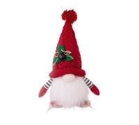 Eawfgtuw Gnomo natalizio luminoso in peluche con cappello lavorato a maglia e luce LED calda, morbido feltro, decorazione da tavolo per casa o ufficio (rosso)