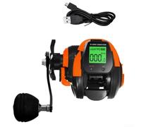 Eawfgtuw Innovativa attrezzatura da pesca mulinello digitale per baitcasting con allarme morso integrato e efficace controllo della profondità della posizione mulinello da pesca (arancione sinistro)