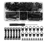 Eawfgtuw Kit da 251 pezzi per appendere quadri con 50 ganci triangolari, 50 ganci a dente di sega, 150 viti e piccolo cacciavite per appendere cornici, tela, poster, opere d'arte