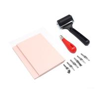 Eawfgtuw Kit per incidere timbri in gomma con taglierina per linoleum a 6 lame, strumenti per incisione professionale, set fai da te con blocco di gomma rosa rotella di scorrimento