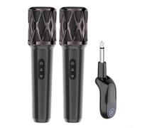 Eawfgtuw Microfono ricaricabile wireless 2,4 G, portata 30 m, durata della batteria 20H, ricevitore girevole a 270 ° per sistema PA, discorso, cerimonie nuziali (due microfoni)