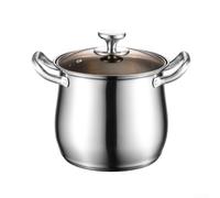 Eawfgtuw Pentola in acciaio inox con coperchio in vetro, 22 cm, pentola per zuppa di grande capacità, per piano cottura a induzione, cottura a vapore, tagliatelle per pasta stufata per 3-4 persone