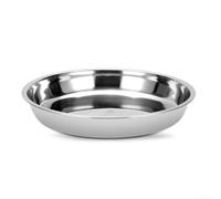 Eawfgtuw Piatto da portata rotondo in acciaio inox, vassoio piatto per ristorante, hotel, cucina, sala da pranzo, torte, dessert, presentazione, resistente alla ruggine, non magnetico, argento (32 cm)