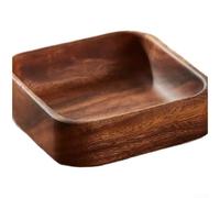 Eawfgtuw Piatto in legno massiccio per snack, dessert, frutta secca, snack, con finitura liscia, design quadrato compatto, venature del legno naturale, 13 x 13 x 4 cm