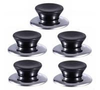 Eawfgtuw Pomelli per coperchi in acciaio inox con manico, resistenti al calore, ricambio per padelle, padelle e coperchi in vetro, confezione da 5 o 10 (5 pezzi)