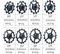 Eawfgtuw Puleggia per deragliatore posteriore per bicicletta, in lega di alluminio 10-17T + ceramica per mountain bike, nero (10T)