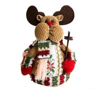 Eawfgtuw Sacchetto natalizio per caramelle con coulisse, riutilizzabile, con pupazzo di neve e alce, grande capacità, 22 x 11 cm, per appendere l'albero delle vacanze, biscotti (cervo piccolo tizio)