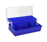 Eawfgtuw Scatola per esche a doppio strato per attrezzi da pesca, 13 celle con scomparti grandi e piccoli, materiale ABS ispessito, design pieghevole, blu/giallo (blu)