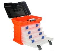 Eawfgtuw Scatola portaoggetti per attrezzatura da pesca, a 4 strati, multi scomparti, portatile, organizer per attrezzi da pesca, con altezza pieghevole (le 40 kg capacità di carico in ABS (arancione)