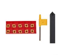 Eawfgtuw SCMCN1616H09-80 - Portautensili per tornitura esterna, 16 mm, per tornio con 10 inserti in carburo dorato CCMT09, kit di utensili da taglio in lega di acciaio con chiave T15