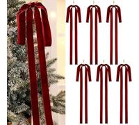 Eawfgtuw Set di 12 fiocchi in velluto vintage per albero di Natale, grandi, 40 x 60 cm, decorazioni in colori vivaci tra cui rosso, bordeaux, kaki, marrone scuro (vinaccia)