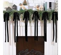 Eawfgtuw Set di 12 fiocchi in velluto vintage per albero di Natale, grandi, 40 x 60 cm, decorazioni in colori vivaci tra cui rosso, bordeaux, kaki, marrone scuro (nero)