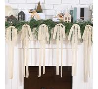 Eawfgtuw Set di 12 fiocchi in velluto vintage per albero di Natale, grandi, 40 x 60 cm, decorazioni in colori vivaci tra cui rosso, bordeaux, kaki, marrone scuro (beige)