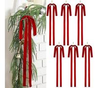 Eawfgtuw Set di 12 fiocchi in velluto vintage per albero di Natale, grandi, 40 x 60 cm, decorazioni in colori vivaci tra cui rosso, bordeaux, kaki, marrone scuro (rosso)