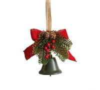 Eawfgtuw Set di 2 decorazioni da appendere a forma di campanellino e pigna, con finitura lucida, per albero di Natale, porta o finestra, colori assortiti (verde)