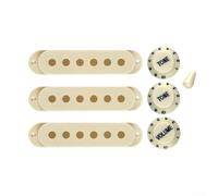 Eawfgtuw Set di 3 coperture per pickup da 48 mm, 50 mm, 52 mm, per chitarra elettrica, set di 3 coperture con manopole e punte in 6 colori, tono volume tremolo punta interruttore (bianco vintage)