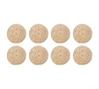 Eawfgtuw Set di 4/8 tovagliette rotonde in paglia naturale, 33/35 cm, per isolamento termico, tavolo da pranzo, matrimoni, feste, fattoria, decorazione bohémien (8 pezzi, 35 cm)