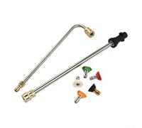 Eawfgtuw Set di 5 ugelli per idropulitrice e asta di estensione angolata, 5 punte di spruzzo 0/15/25/40/65 gradi, barra per grondaia da 74 cm per lancia K2-7, 4000 PSI in acciaio inox