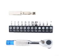 Eawfgtuw Set di mini cacciaviti a cricchetto a 72 denti per riparazione di biciclette con connessione magnetica chiave a croce T8-T40 PH0-PH3 Costruzione in acciaio legato ABS di alta qualità (c)