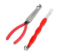 Eawfgtuw Set di pinze per scollegamento elettrico con testa dritta e gomito, in acciaio al carbonio, strumenti di rimozione dei connettori a sgancio rapido per cablaggio automobilistico (2 pezzi A)