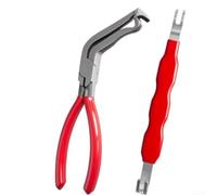 Eawfgtuw Set di pinze per scollegamento elettrico con testa dritta e gomito, in acciaio al carbonio, strumenti di rimozione dei connettori a sgancio rapido per cablaggio automobilistico (2 pezzi B)