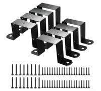 Eawfgtuw Staffa per pali resistente, 4 x 4, in acciaio nero, a forma di U, per recinzioni, resistente alla ruggine, con viti, per giardino, cortile, vita all'aperto (4 pezzi)