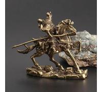 Eawfgtuw Statua cinese di Guan Gong, dio della ricchezza, finitura anticata, fatta a mano, ornamento da tavolo per la casa per la benedizione tradizionale, in ottone massiccio