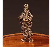 Eawfgtuw Statua decorativa in puro rame cinese Guan Gong, dio della ricchezza, ornamento per casa e ufficio, decorazione da scrivania, scultura artigianale tradizionale fatta a mano in stile antico