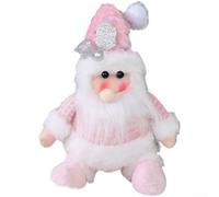 Eawfgtuw Statuetta di Babbo Natale seduto, pupazzo di neve e renna in peluche con scintillanti accenti rosa glitterati, decorazione per la casa festiva, da esporre sugli scaffali (persona anziana)
