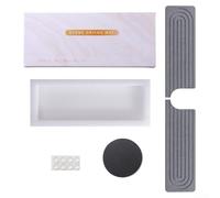 Eawfgtuw Tappetino antigoccia per rubinetto in terra di diatomee, 40 x 10 cm, ad asciugatura rapida, antiscivolo, a forma di U, assorbente, per cucina o bagno, bianco, grigio, confezione da 2 pezzi (H