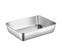 Eawfgtuw Vassoio per alimenti in acciaio inossidabile con coperchio, contenitore rettangolare antiruggine per l'organizzazione della cucina, teglia in metallo lavabile in forno e lavastoviglie per la