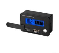 Eawfgtuw Voltmetro digitale a due fili 8-30VDC tester di capacità della batteria e tensione con display LCD, ricarica rapida 2.0/3.0 uscita USB per litio, piombo-acido (blu)