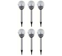 Eaxus 6 Pezzi Lampada Solare Da Giardino LED A Sfera In Vetro E Acciaio Bianco