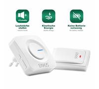 Eaxus® Campanello senza fili - Campanello radio senza batteria, cinetico, impermeabile IP44, 36 melodie, display LED, bianco