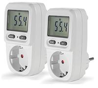 Eaxus® Set di 2 misuratori dei costi energetici, presa con display, misuratore di corrente, misuratore di consumo fino a 3680 Watt, bianco