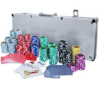 Eaxus® Valigetta da poker Deluxe - Set da poker professionale di alta qualità con 500 chip laser, mazzi e dadi