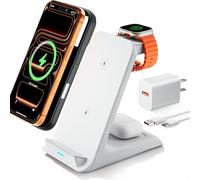 Eazpower Caricabatterie wireless per custodie spesse di 10 mm/Otterbox/Heavy Duty, dock di ricarica 3 in 1 per iPhone 17 16 15 14 Pro Max, stazione di ricarica per più dispositivi per Apple Watch