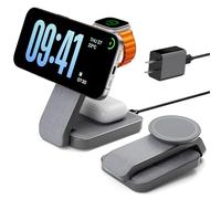 Eazpower Stazione di Ricarica Apple, Pieghevole Caricatore Wireless iphone 3 In 1 per iPhone16/15/14/13/12/11/Pro/Max/Plus/XS/XR/X,Apple Watch 10/9/8/7/6/SE/5/4/3 e AirPods 4/3/2/Pro