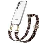 EAZY CASE Catena per cellulare - Cinturino regolabile compatibile con Galaxy S25 FE, tracolla, cordino per cellulare con custodia in silicone, borsa a tracolla, Leo, nero, marrone, oro