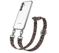 EAZY CASE Catena per cellulare - Cinturino regolabile compatibile con Galaxy S25 FE, tracolla, cordino per cellulare con custodia in silicone, borsa a tracolla, Leo, nero, marrone, argento